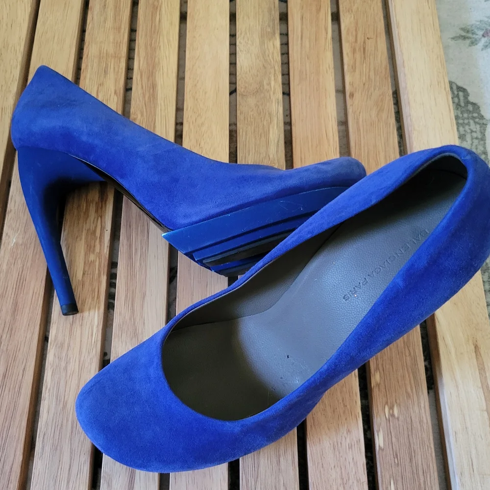 Balenciaga blue Suede High Heels Size 9.5 - Picture 2 of 7